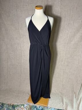 BCBGeneration Black Wrap Front Maxi Dress T-Back Sleeveless Stretch Women's M